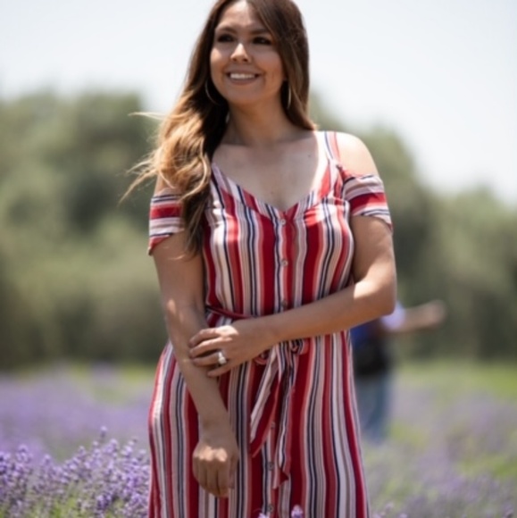 CANDI COLD SHOULDER MIDI DRESS - Picture 2 of 3